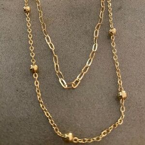 Double gold tone adjustable necklace